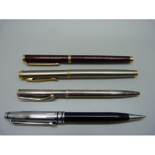 836 - Two ballpoint pens and four fountain pens