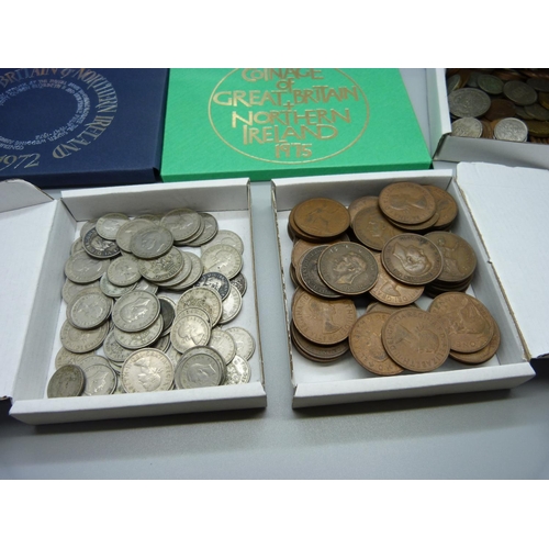 849 - A collection of 20th Century British coins and two mint presentation packs, 1972 and 1975