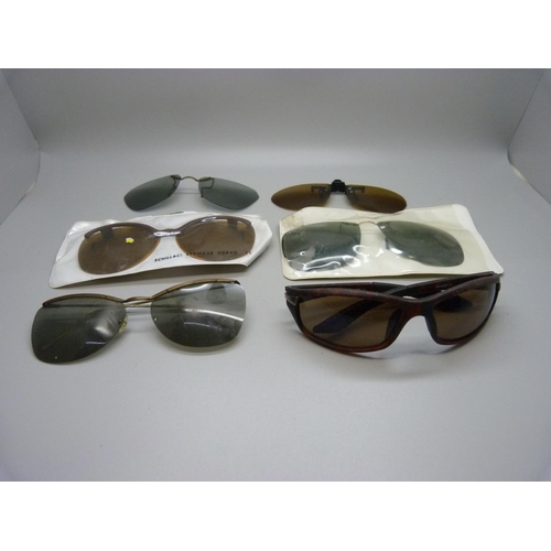 853 - Vintage Foster Grant sunglasses and clip on sunglasses