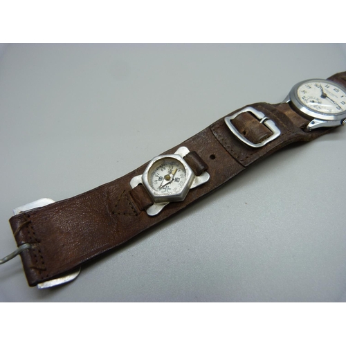 894 - A Felco Chronometer WWII wristwatch with compass (German movement and Japanese compass on strap)