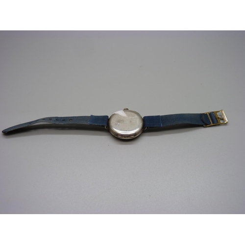 897 - A silver trench watch marked Invincible, London import mark, 1926