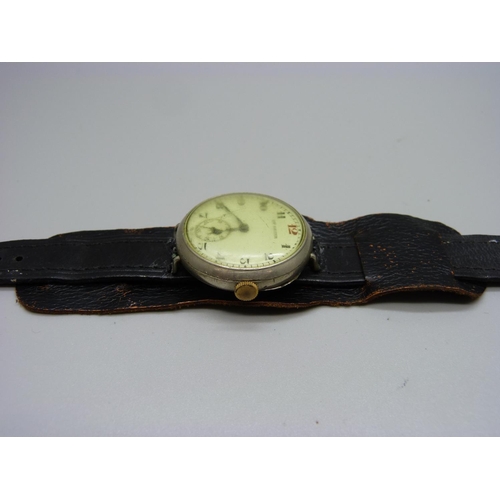 901 - A Qte Salter WWI trench watch with later added strap