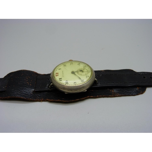 901 - A Qte Salter WWI trench watch with later added strap