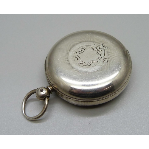 905 - A silver fusee pocket watch, dial marked JP Jones, Aberystwith