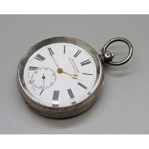 A silver Acme lever pocket watch