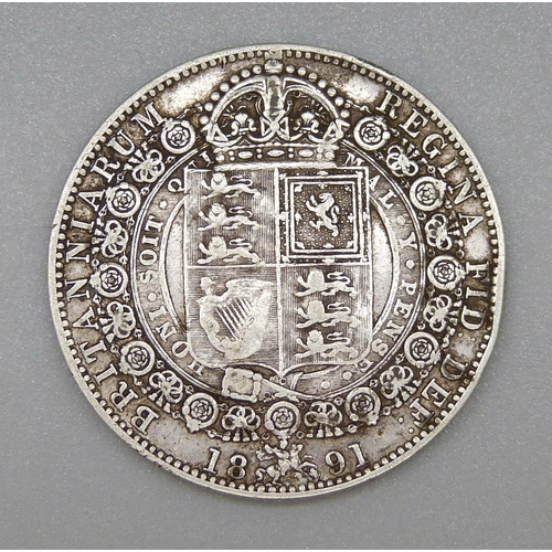 916 - A Victorian 1891 half crown