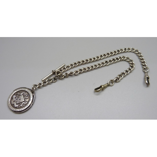 919 - A double watch chain and fob, length of each chain 15cm, 54g