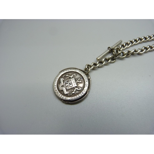 919 - A double watch chain and fob, length of each chain 15cm, 54g