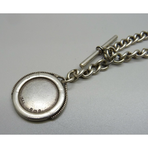 919 - A double watch chain and fob, length of each chain 15cm, 54g