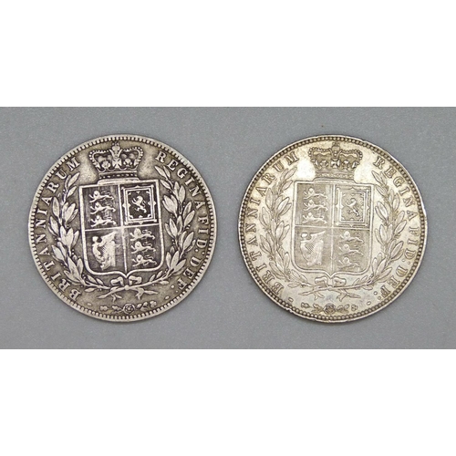 940 - Two Victorian half crowns, 1875 and 1876