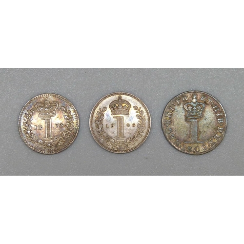 956 - Three 1d coins, 1800, 1873 and 1906