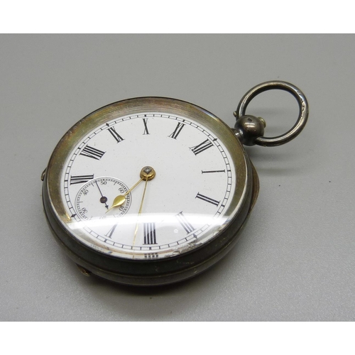 957 - A silver lever pocket watch