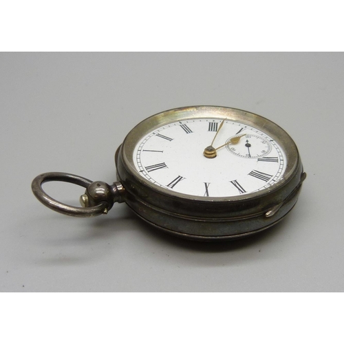 957 - A silver lever pocket watch