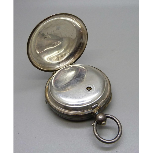 957 - A silver lever pocket watch