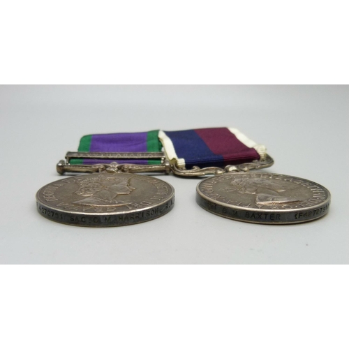 969 - A Long Service and Good Conduct Medal to Sgt CM Baxter (F4272791) RAF and a General Service Medal 19... 