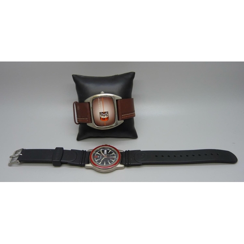 970 - Two wristwatches, Gruen quartz and Identity