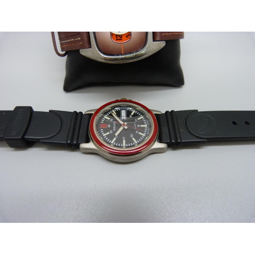 970 - Two wristwatches, Gruen quartz and Identity