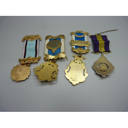 975 - Three RAOB silver medallions and one plated