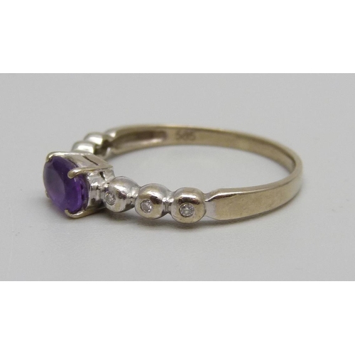 978 - Torben Guldbrandsen Madsen; a Danish modernist amethyst and diamond ring with 14ct white gold settin... 