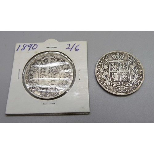 996 - Two Victorian half crowns, 1877 and 1890