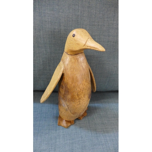 1372 - A hand carved wooden penguin, H 33cms (ACC03013)   #