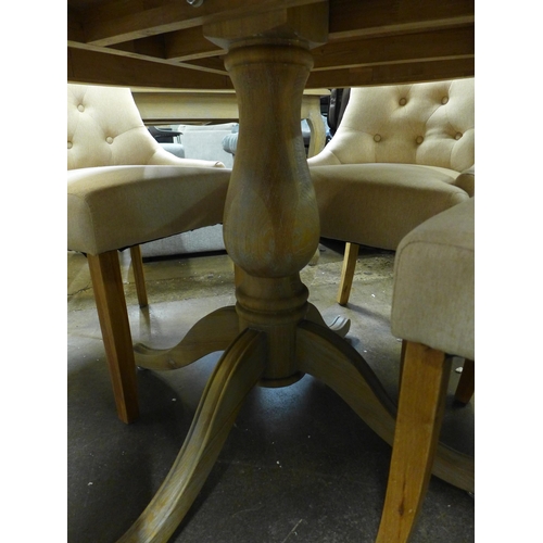 1462 - A Cotswold oak dining table and four Bradley cream chairs