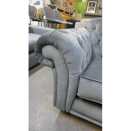 1483 - Bordeaux 4 Seater steel Velvet Sofa button back, Original RRP - £874.99 + VAT (4157-16) *This lot is... 