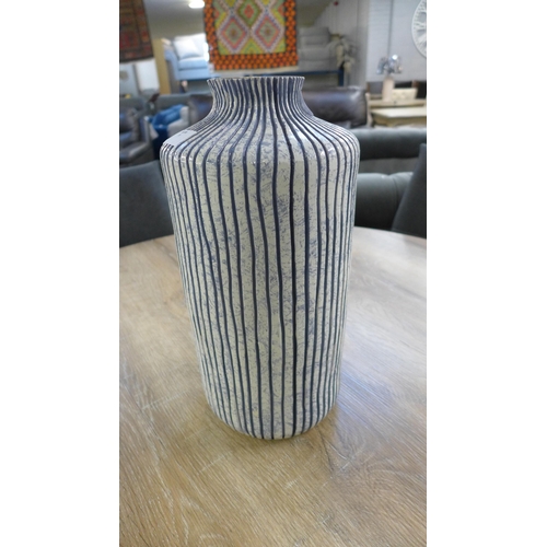 1487 - A Bude blue and white stripe stoneware vase (70-57425)   #