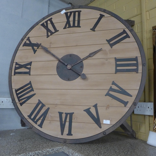 1505 - A large wood and metal industrial style clock