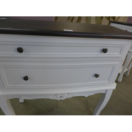 1540 - A white three drawer chest with contrast top