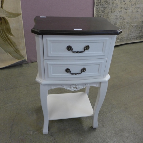 1541 - A white two drawer bedside chest with contrast top