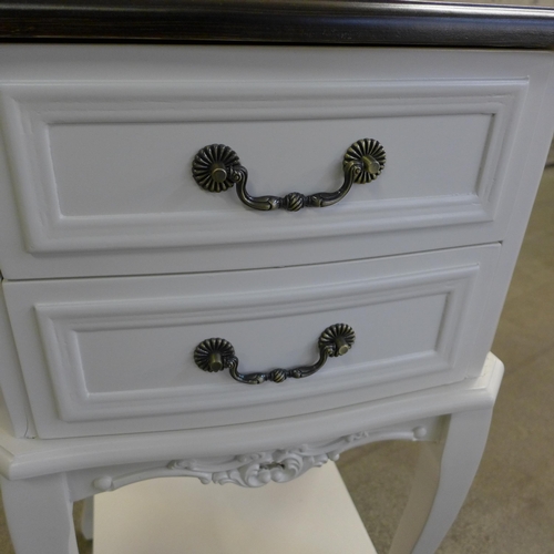 1541 - A white two drawer bedside chest with contrast top