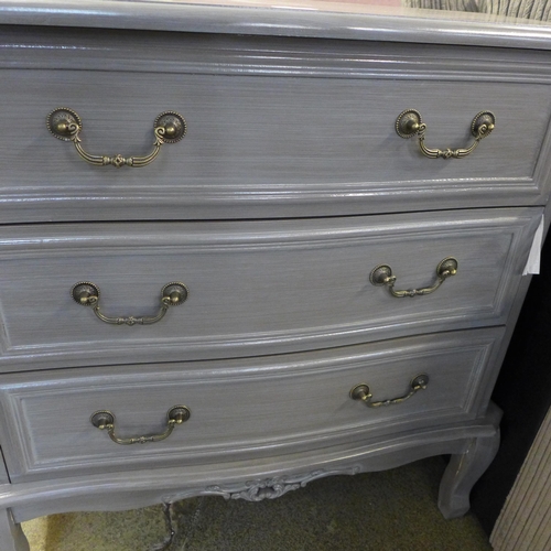 1542 - A grey three drawer French style chest