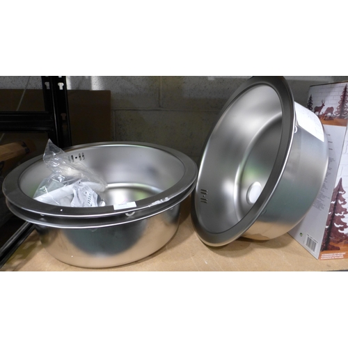 3009 - 3 x Installation Round Stainless Steel Sinks - 450mm  Model No 1008987, Original RRP £25.00 each inc... 