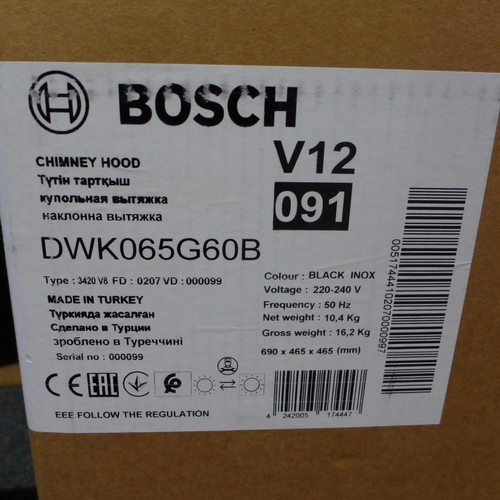 3019 - Bosch Angled Chimney Extractor - H1770xW596xD386  Model No - DWK065G60B, Original RRP £379.17 inc va... 