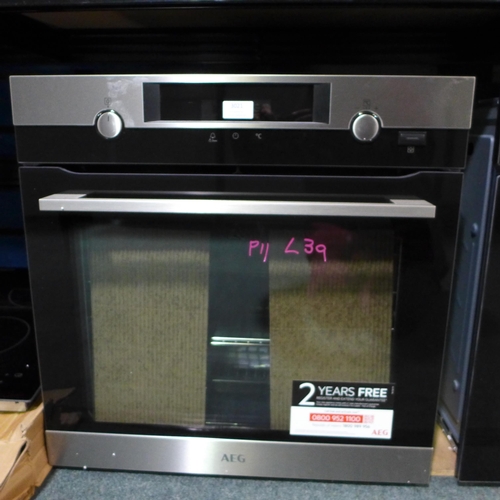 3021 - AEG Single Pyrolytic Oven with SteamBake - H594xW595xD567  Model No - BPK556220M, Original RRP £657.... 