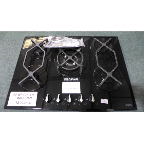 3030 - CDA Gas-on-Glass Five Burner Hob - H44xW700xD515  Model No - HVG721BL, Original RRP £257.5 inc vat (... 