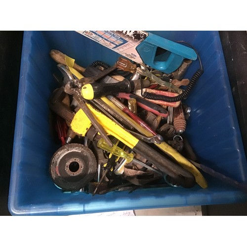 2027 - Box of miscellaneous tools, spanners, hammers, etc