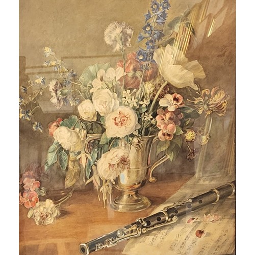 273 - Laura Wilson Barker (1819-1905), still life of flowers in a vase, watercolour, framed