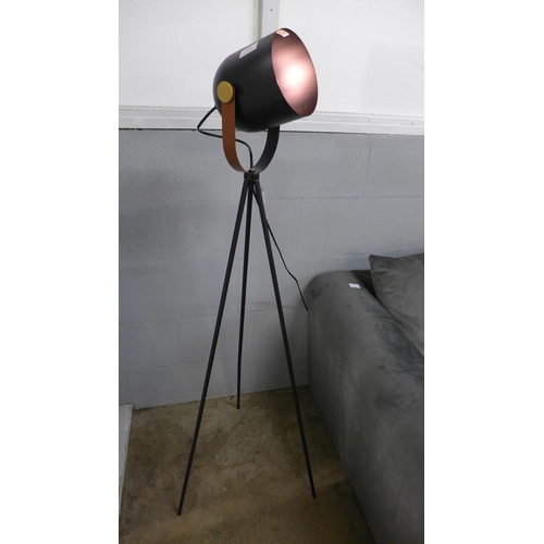 1329 - An Auden black metal tripod floor lamp (3216029)   #