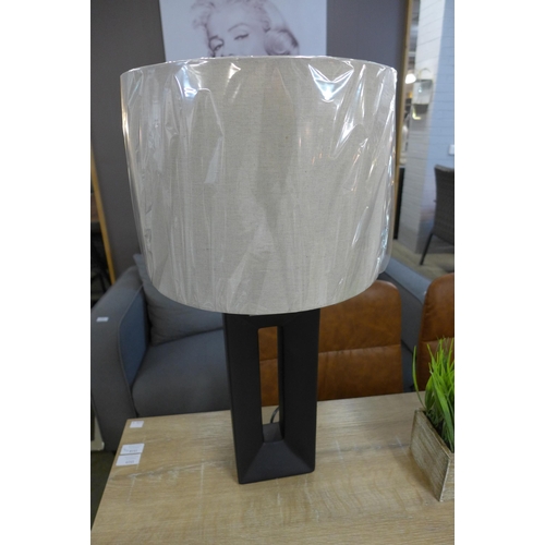 1331 - A black block table lamp with a neutral cotton shade (3093433)   #