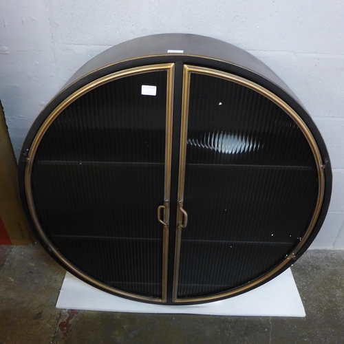 1334 - A circular industrial style wall mounted cabinet