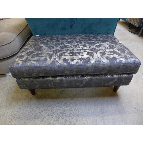 1320 - A grey and turquoise velvet footstool