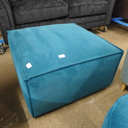 1359 - An aquamarine velvet square footstool