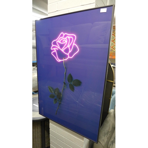 1372 - A Neon Look rose stem glass wall art panel, 70 x 100cms (70430390)   #