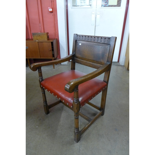 140 - An Ipswich oak refectory table ( 76cms h, 168cms l, 84cms w) and six chairs