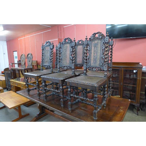 201 - A set of six 19th Century French carved oak bergere chairs