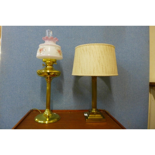 363 - Two brass table lamps