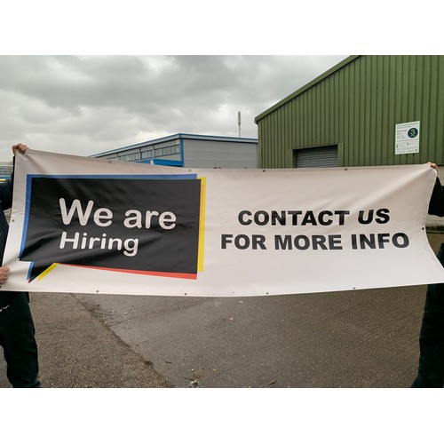 2036 - Waterproof 'We Are Hiring' banner/sign, 1m x 1.4m, used