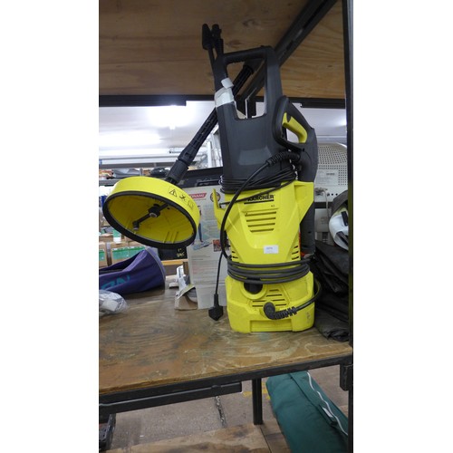 2074 - Karcher K2 pressure washer with pistol, hose, patio head and lances